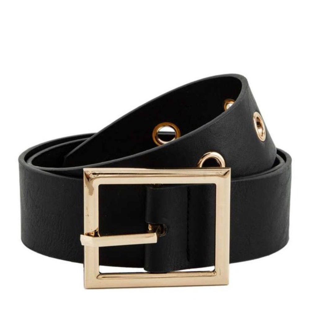 Square Metal Buckle Black  Belt New - Picture 2 of 10